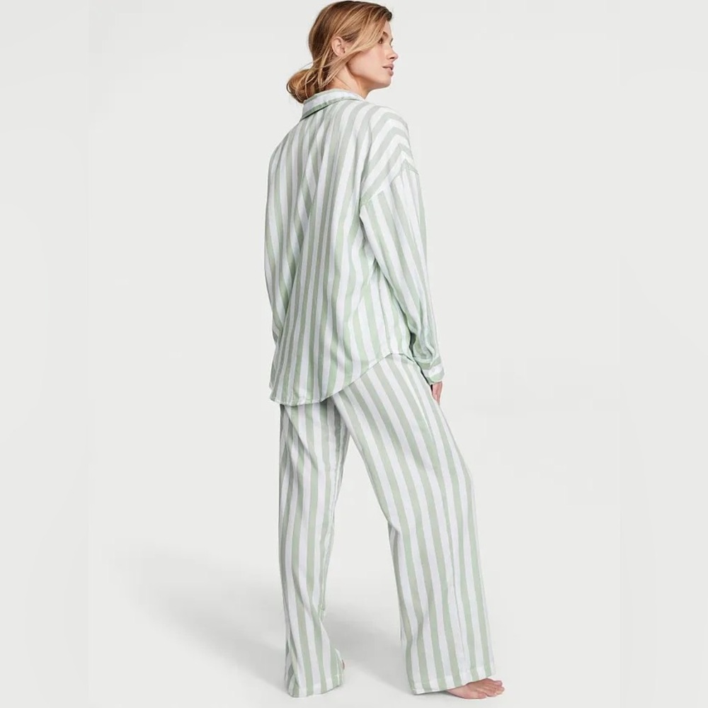 Victoria's Secret Green and White Striped Pajama Set